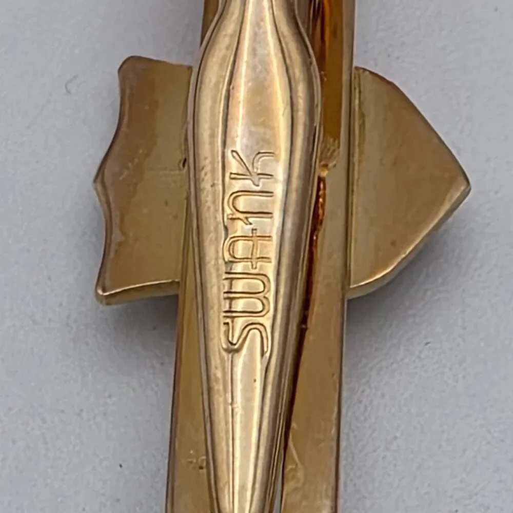 Swank Gold Tone Cufflinks Tie Bar Set Shriner Masonic Crescent Star Vintage